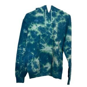 Artist Union Women's Hoodie Sweatshirt Small Tie Dye Teals Cotton Blend